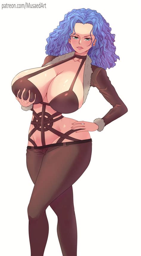 Musaed Art Miss Doublefinger One Piece Absurdres Highres 1girl Breasts Bue Hair Cleavage