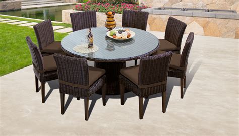 Dining set table & chairs wicker rattan outdoor leisure garden furniture. Venice 60 Inch Outdoor Patio Dining Table with 8 Armless ...