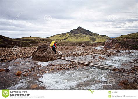 Hiker Laugavegur Trek Iceland Stock Image Image Of Alftavatn