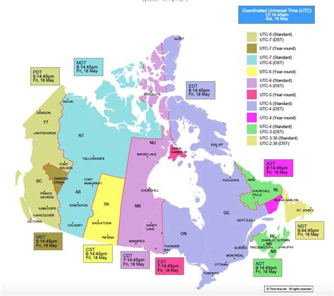 Canada Time Zones Clock Canadaan