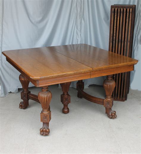 Bargain Johns Antiques Antique Square Oak Dining Table With 7 14