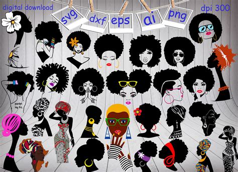 Craft Supplies And Tools Afro Girl Silhouette Svg Clipart Afro Hair Svg