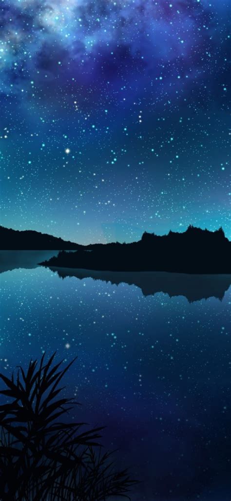1080x2340 Amazing Starry Night Over Mountains And River 1080x2340