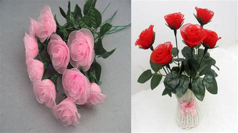 How To Make Nylon Stocking Rose Flowers Diy Rose Tutorial Nylon Flower
