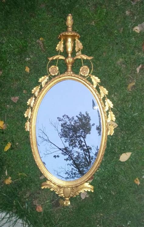 Vintage Labarge Italian Gold Oval Mirror Adams Style Oval Wall Mirror