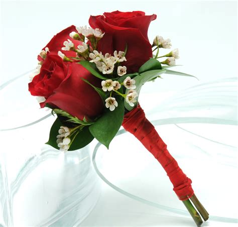 Three Rose Bouquet Red Vegas Wedding Flowers