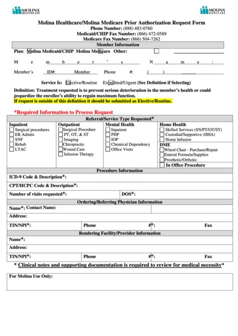 Molina Healthcaremolina Medicare Prior Authorization Request Form