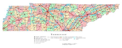 Large Detailed Administrative Map Of Tennessee State With Roads
