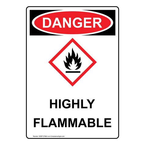 Portrait OSHA GHS No Flammable Liquids Sign With Symbol ODEP 27876