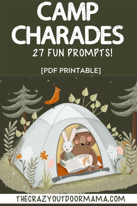 27 Fun Camping Charades Prompts Printable Pdf The Crazy Outdoor Mama