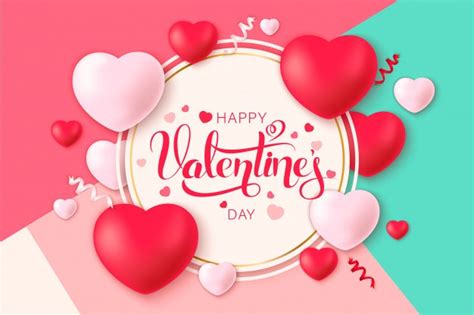 Premium Vector Happy Saint Valentines Day With Decoration Hearts