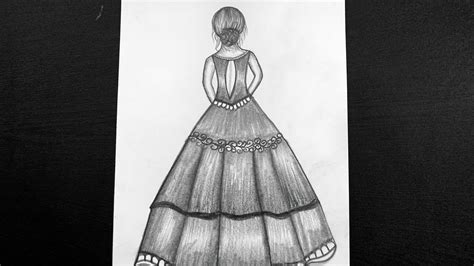 Easy Girl Drawing With Dress How To Draw A Girl With Beautiful Dress