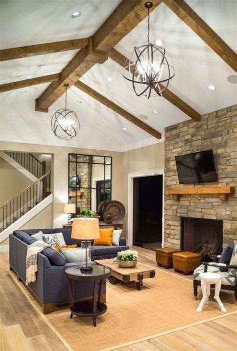 The cozy living room features a dark wood plank cathedral cottage living room decorated with glass bubble pendant lights that hung from the white cathedral ceiling. Kitchen Cathedral Ceiling Ideas - #Cathedral #ceiling # ...