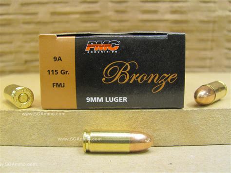 50 Round Box Pmc 9mm Luger 115 Grain Fmj Ammo 9a
