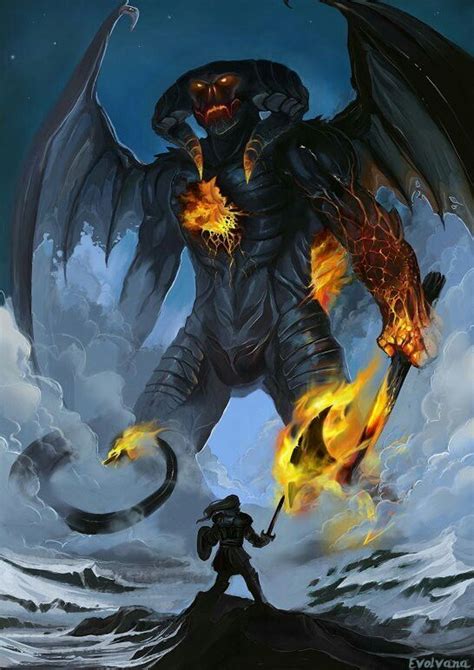 Feanor Against The Lord Of The Balrogs Middle Earth Art Balrog