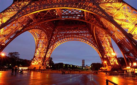 X Paris France Fountains Lights Jets Water Drops Sprays Eiffel Tower Sky