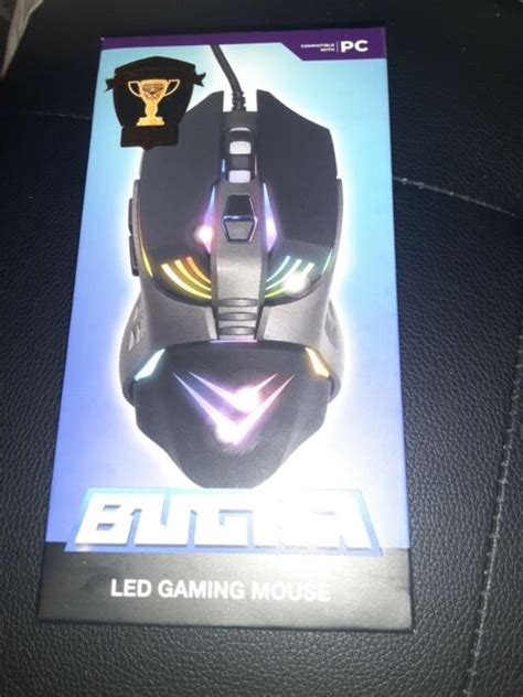 Bugha Led Gaming Mouse World Cup 7 Key 7200 Dpi Usb Wired Pc Black For
