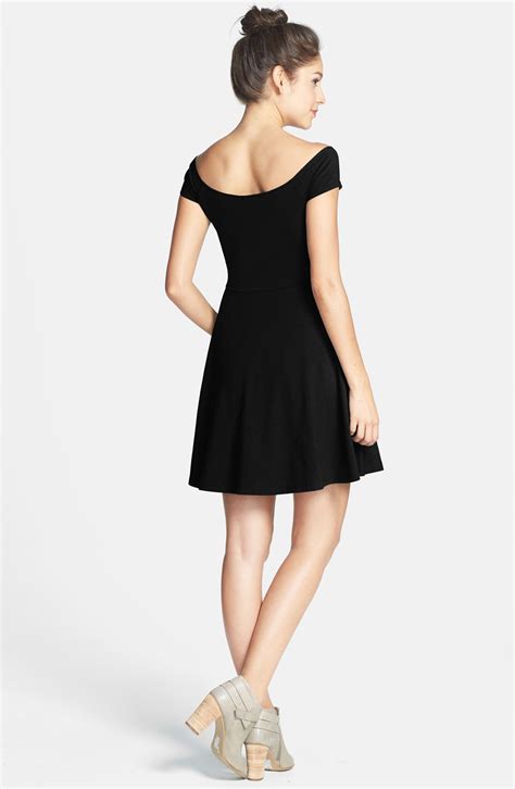 Frenchi Off Shoulder Fit And Flare Dress Juniors Nordstrom