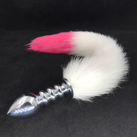 Anal Plug With Pink Tip Fox Tails Butt Stopper Metal Butt Plug Cosplay