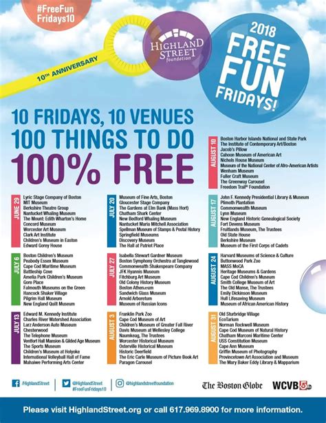 Free Fun Fridays 2018 Schedule