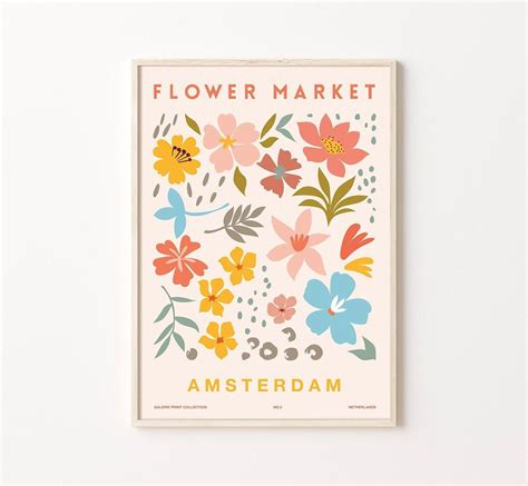 Flower Market Poster Flower Market Prints Amsterdam Digital Etsy In