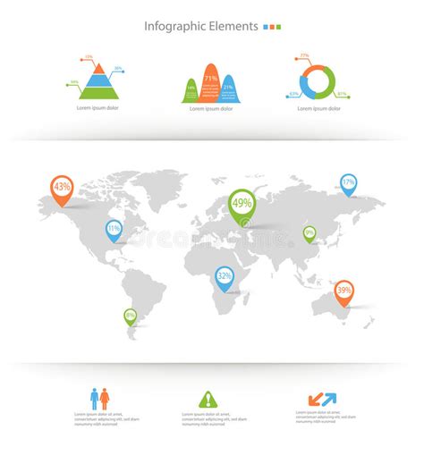 Sistema De Elementos Infographic Detallado Con Los Gráficos Del Mapa