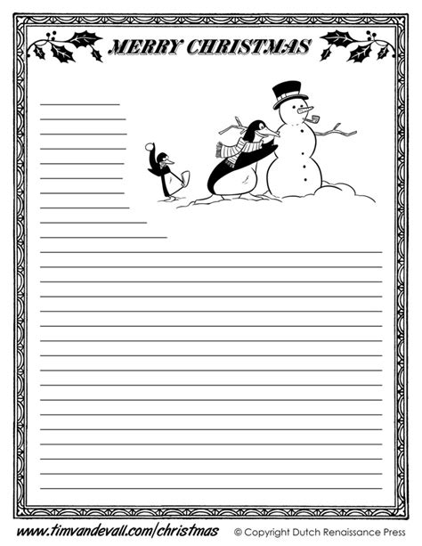 Christmas Writing Paper Tims Printables