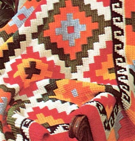 Earthy Geometric Indian Afghan Crochet Pattern Etsy Indian Afghan