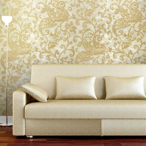 500010 Gold Cream Floral Paisley Wallpaper Wallcoveringsmart