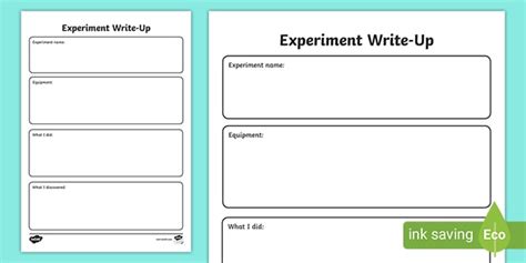 Experiment Science Investigation Write Up Recording Sheet