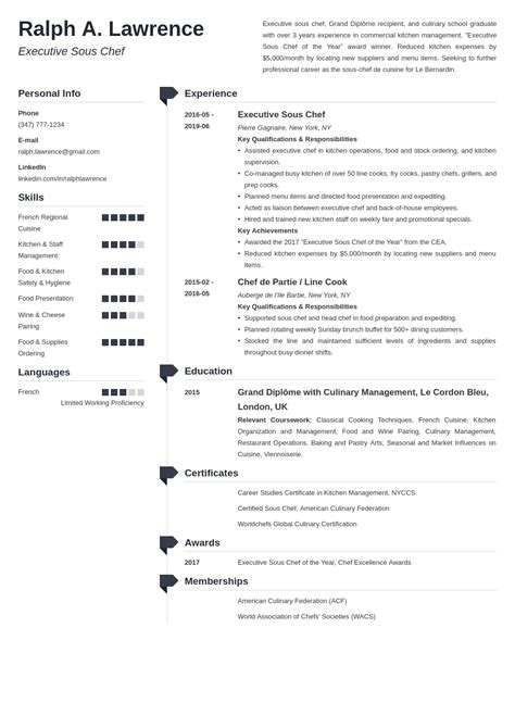 Sous Chef Resume Sample Guide And 20 Examples