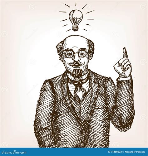 Vintage Scientist Gentleman Sketch Style Vector Stock Vector