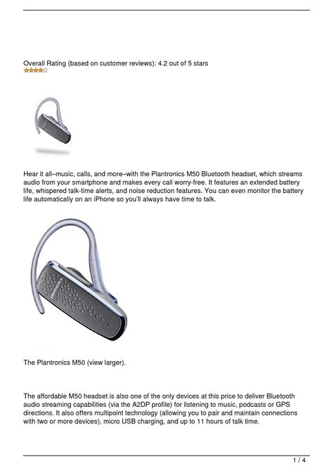 Calaméo Plantronics M50 Bluetooth Headset