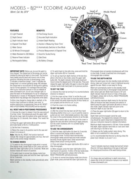 Citizen Eco Drive Owners Manual