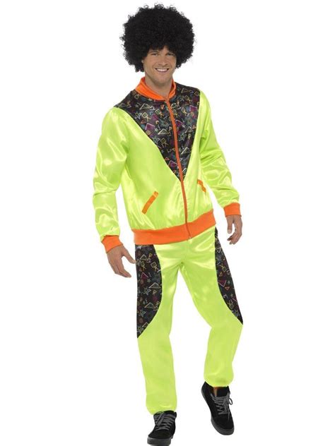 80s Retro Fluoro Mens Breakdance Hip Hop Tracksuit Costume Disguises