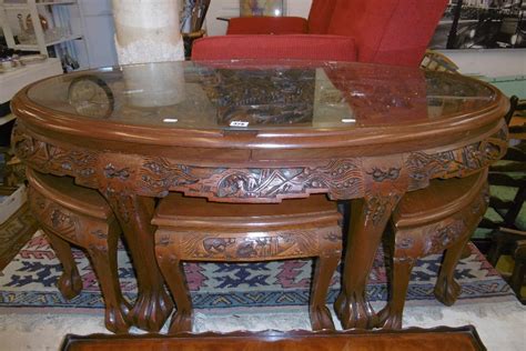 ORIENTAL OVAL CARVED COFFEE TABLE, WITH SIX STOOLS UNDER ... Shop for coffee table with stools online at target.
