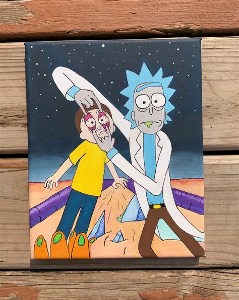 Rick And Morty Hand Painted Canvas Etsy