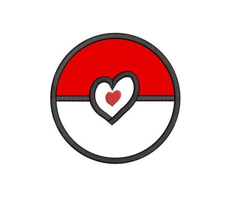 Pokeball With Heart Applique Embroidery Design Instant Applique