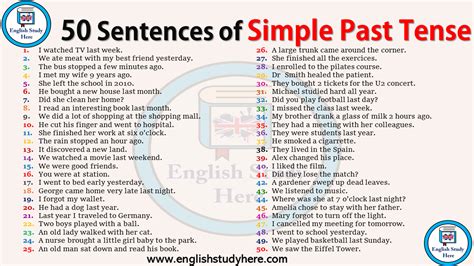 50 Frasi Del Simple Past Tense English Study Here Online Stream
