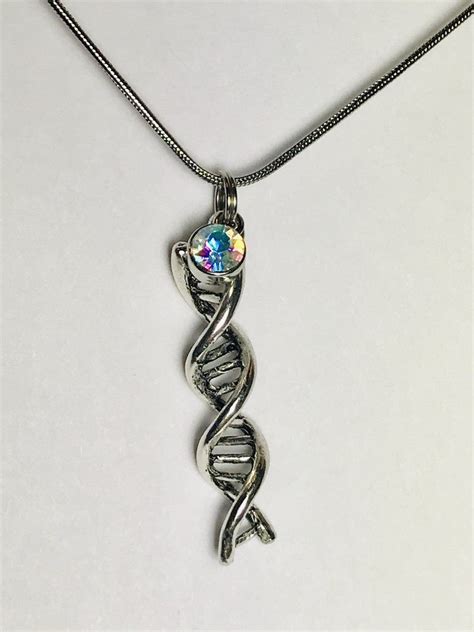 Dna Double Helix Necklace With Crystal Genealogy Gems Store With