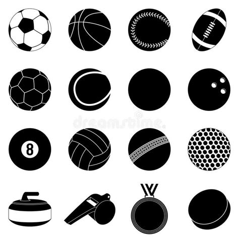 Sport Balls Silhouettes Collection Of 16 Sport Balls And Accessories