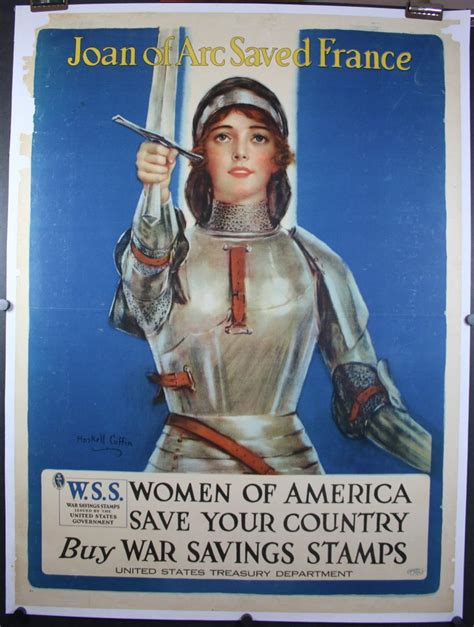 Joan Of Arc Saved France Original Us Wwi War Savings Stamps Poster