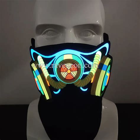 hot design customized led rave sound activated facemask for festival party light up party mask