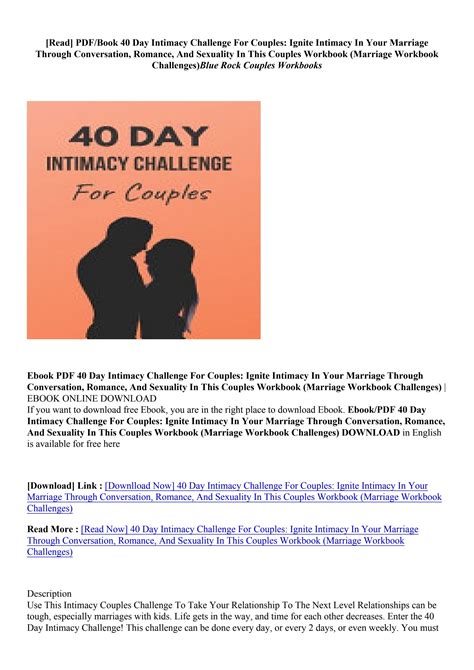 Pdfepub 40 Day Intimacy Challenge For Couples Ignite Intimacy In Your