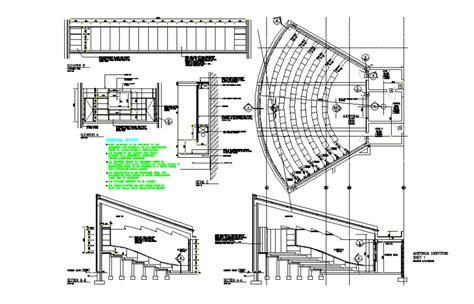 Auditorium Plan And Elevation Detail In Dwg File Cadbull