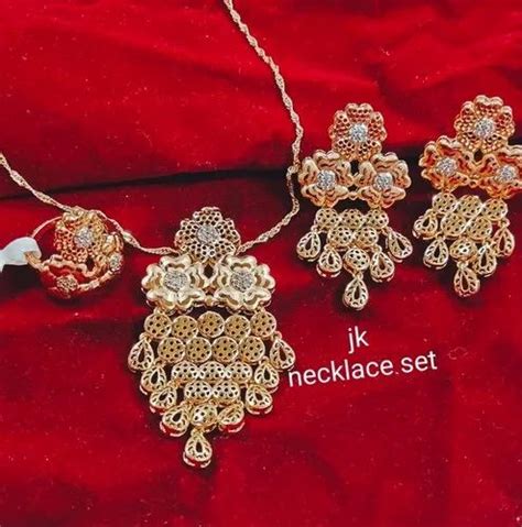 brass base party wear gold plated pendant set at rs 599 set in