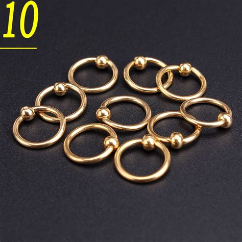 Wholesale Pcs Lot Gold Colour Body Piercing Stainless Steel Eyebrow Lip Nose Jewellery Tongue