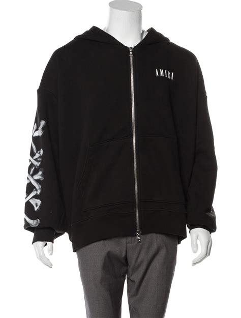 amiri bones zip up hoodie w tags black sweatshirts and hoodies clothing amiri25191 the