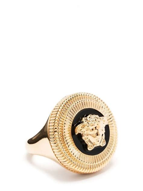 Versace Gold Medusa Plaque Signet Ring In Metallic For Men Lyst Canada
