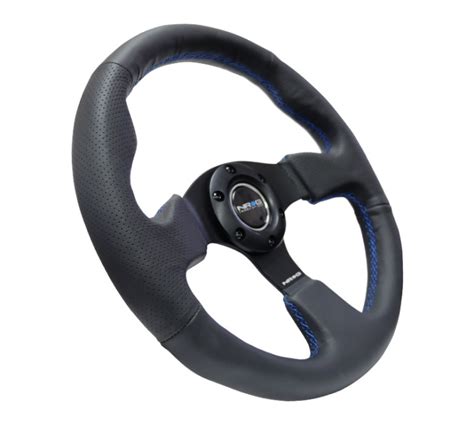 Nrg 320mm Sport Leather Steering Wheel W Blue Stitch Rst 012r Bl